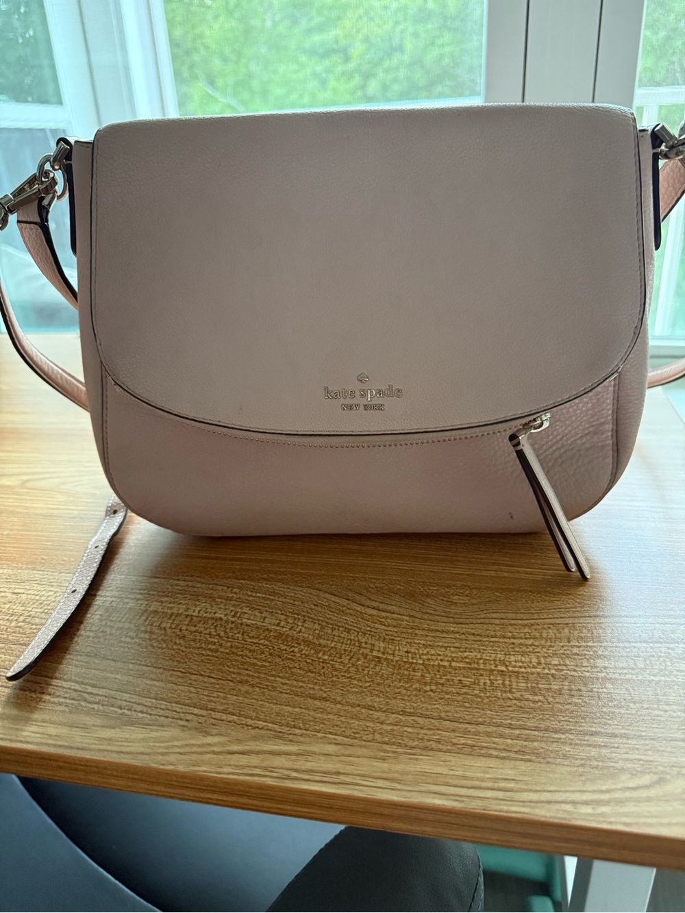 kate spade Pebbled Leather Jackson Flap Shoulder/Crossbody Purse in Blush